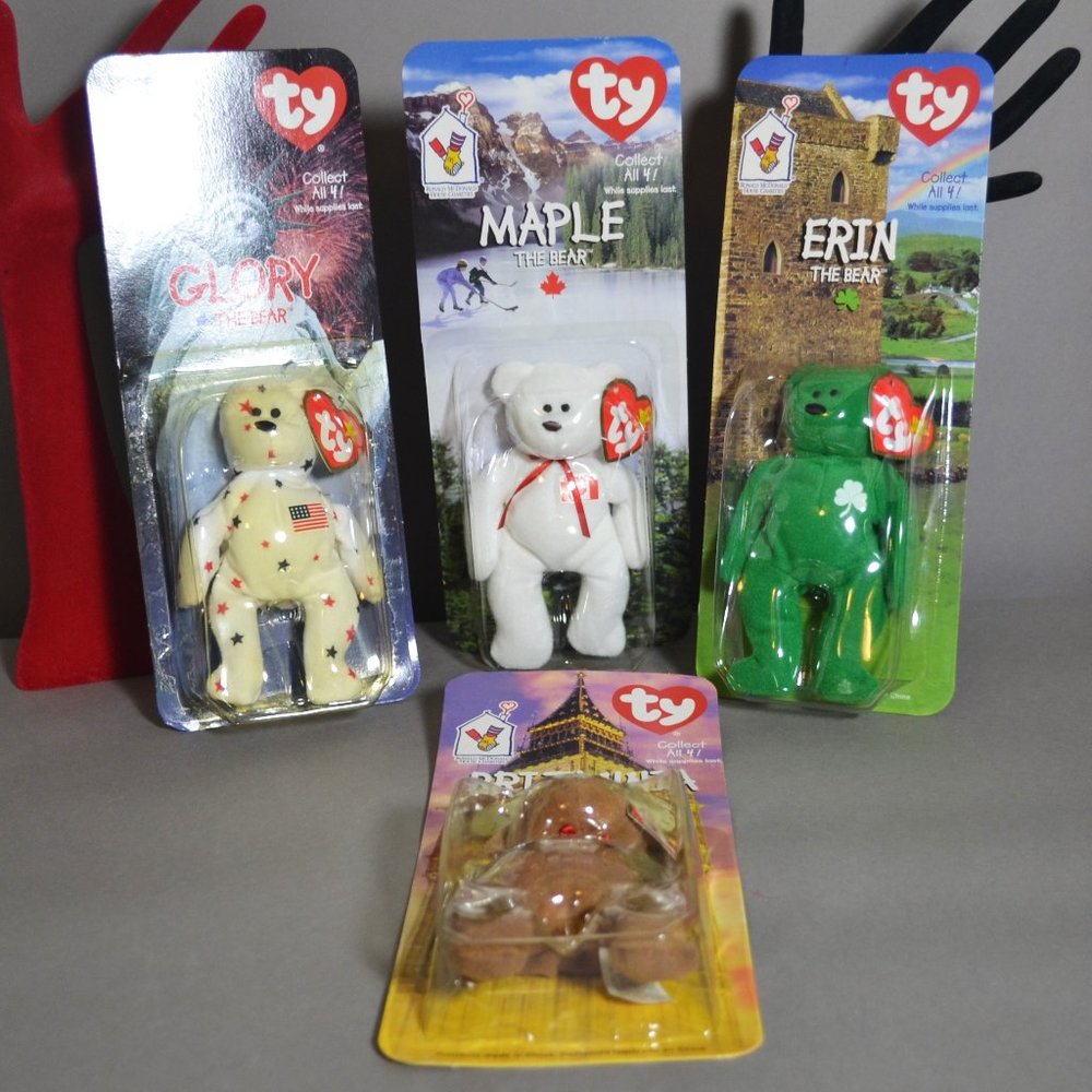 Ty Ronald McDonald's 1999 Set of 4 'The Bear' Teenie Beanie Babies Collection
